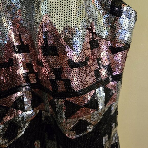 My Michelle Tribal Multi Colored Fully Sequined Cocktail Party Dress Size 1/XS - Picture 4 of 7